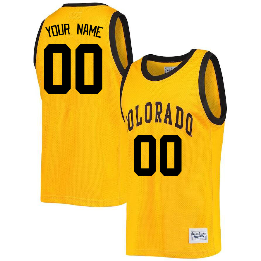 Custom Colorado Buffaloes Name And Number College Basketball Jerseys Stitched-Gold - Click Image to Close